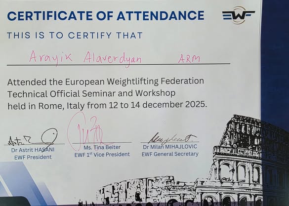 Արայիկ Ալավերդյանը մասնակցել է EWF Technical Official Seminar and Workshop-ին