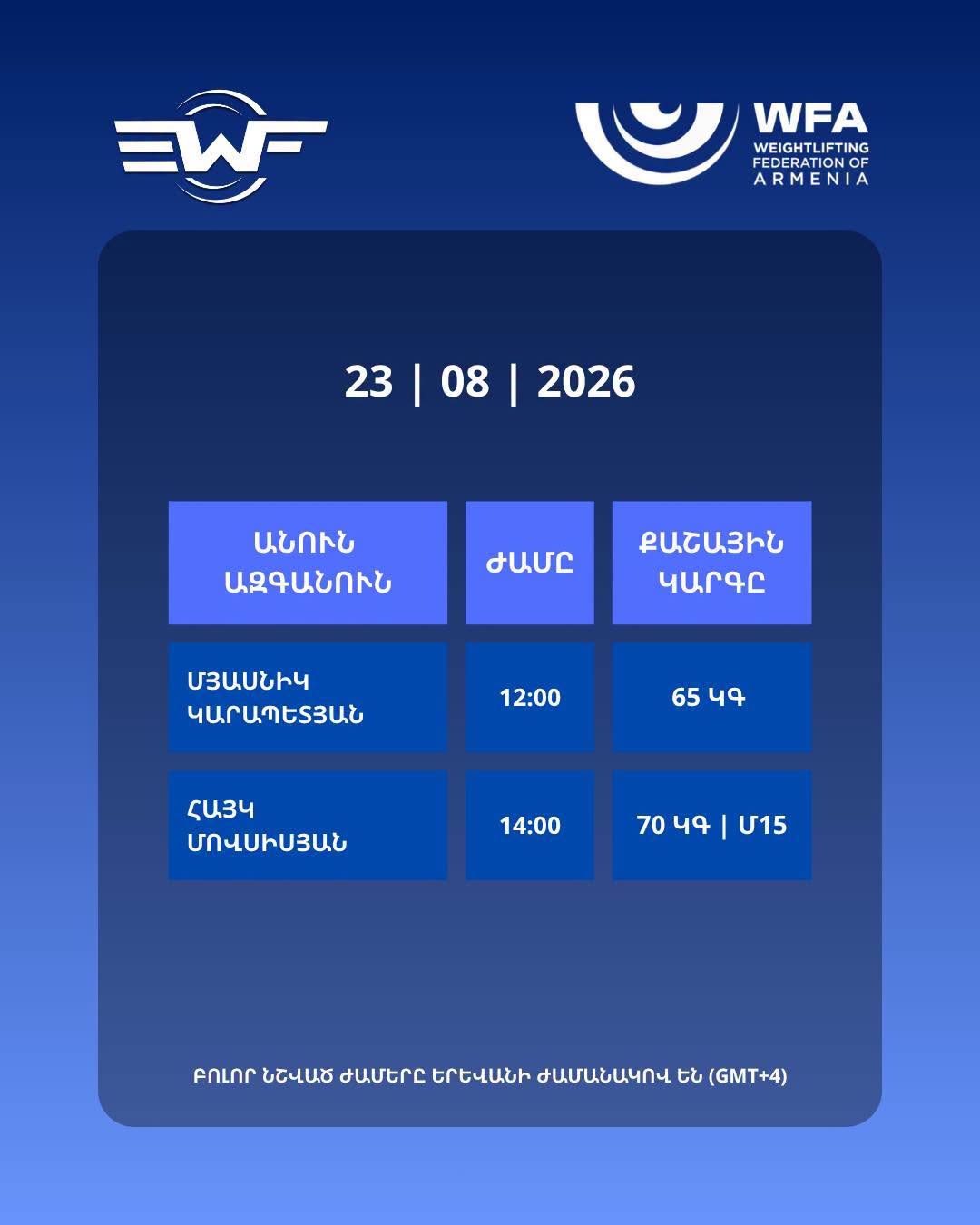 Պատանիների ու Մ15 տարեկանների Եվրոպայի առաջնության ժամանակացույցը։